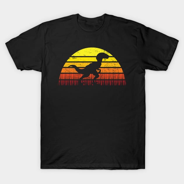 Velociraptor Vintage Retro Sunset T-Shirt by mBs